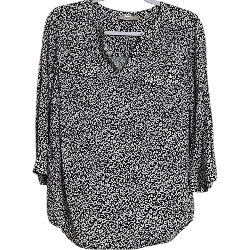 Dalia Navy Blue & White Top Blouse Shirt Size Small
